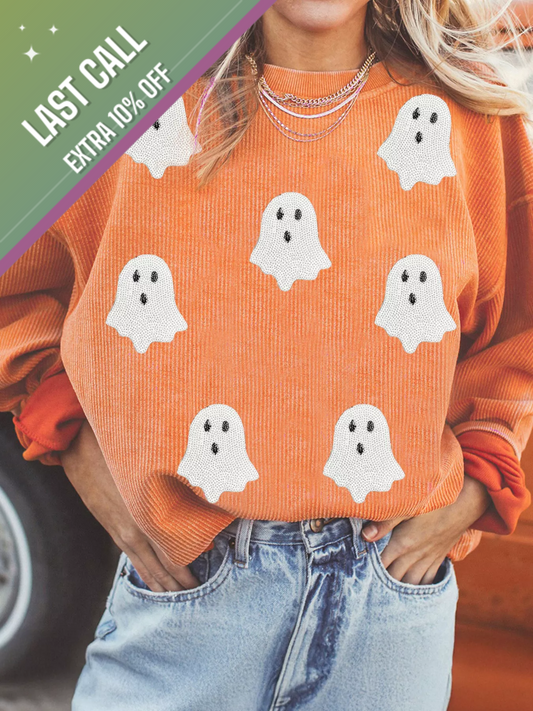 Badged - Ghost Patch Corduroy Sweatshirt (Halloween Pullover)