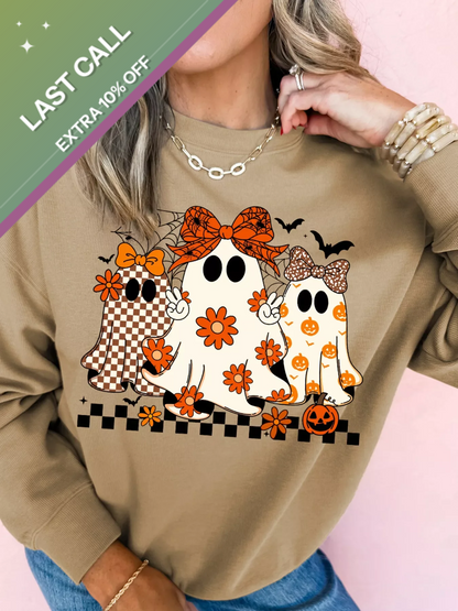 Badged - Boo Crew Ghost Graphic Sweatshirt (Fall Halloween Crewneck)