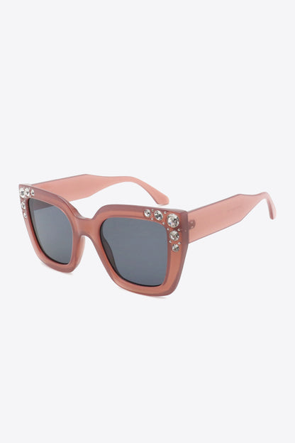 Glam Rhinestone Embellished Square Sunglasses