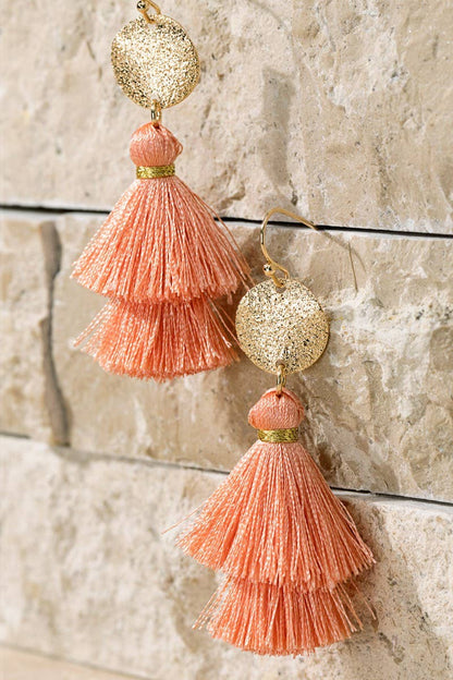 Tiered Tassel Drop Earrings (Gold Disc | 2 Colors)
