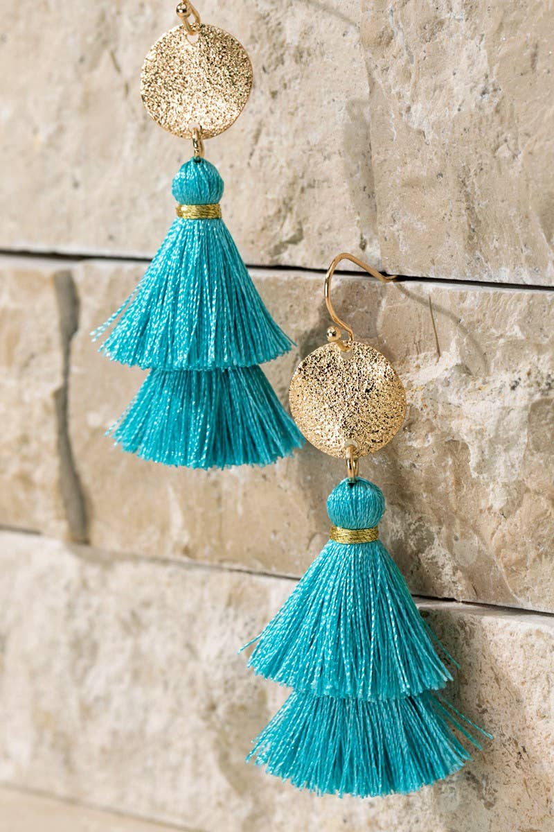 Tiered Tassel Drop Earrings (Gold Disc | 2 Colors)