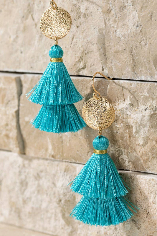 Tiered Tassel Drop Earrings (Gold Disc | 2 Colors)