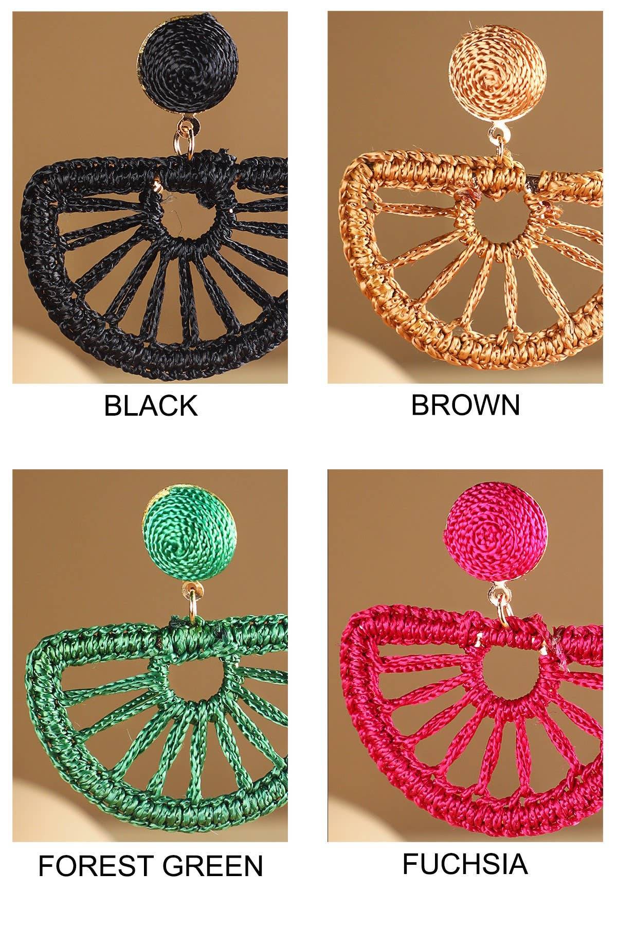 Woven Fan Drop Earrings (Boho Statement Dangles)