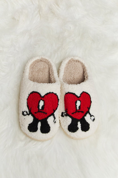 Fuzzy Heart Face Slippers – Cute & Cozy Lounge Vibes