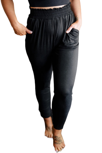 Black High-Waisted Joggers with Pockets – Casual and Comfortable