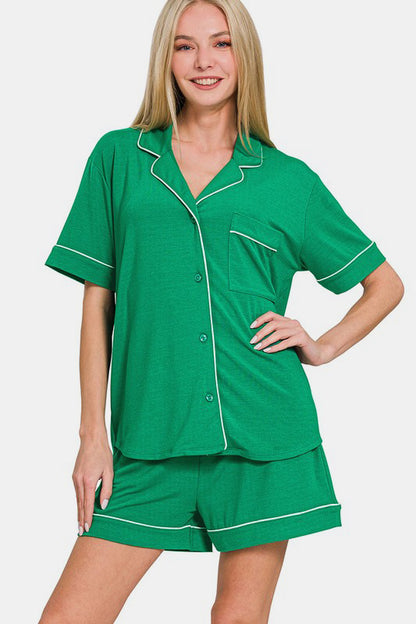 Cozy & Chic Short Sleeve Pajama Set – Stay Comfy in Style