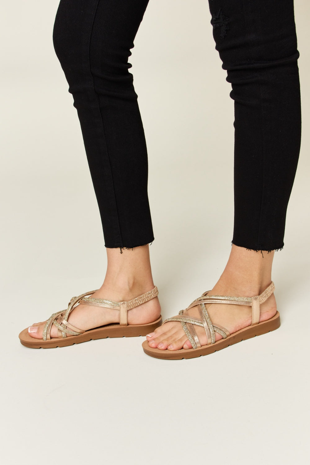 Chic Gold Crisscross Sandals