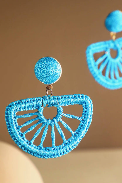 Woven Fan Drop Earrings (Boho Statement Dangles)