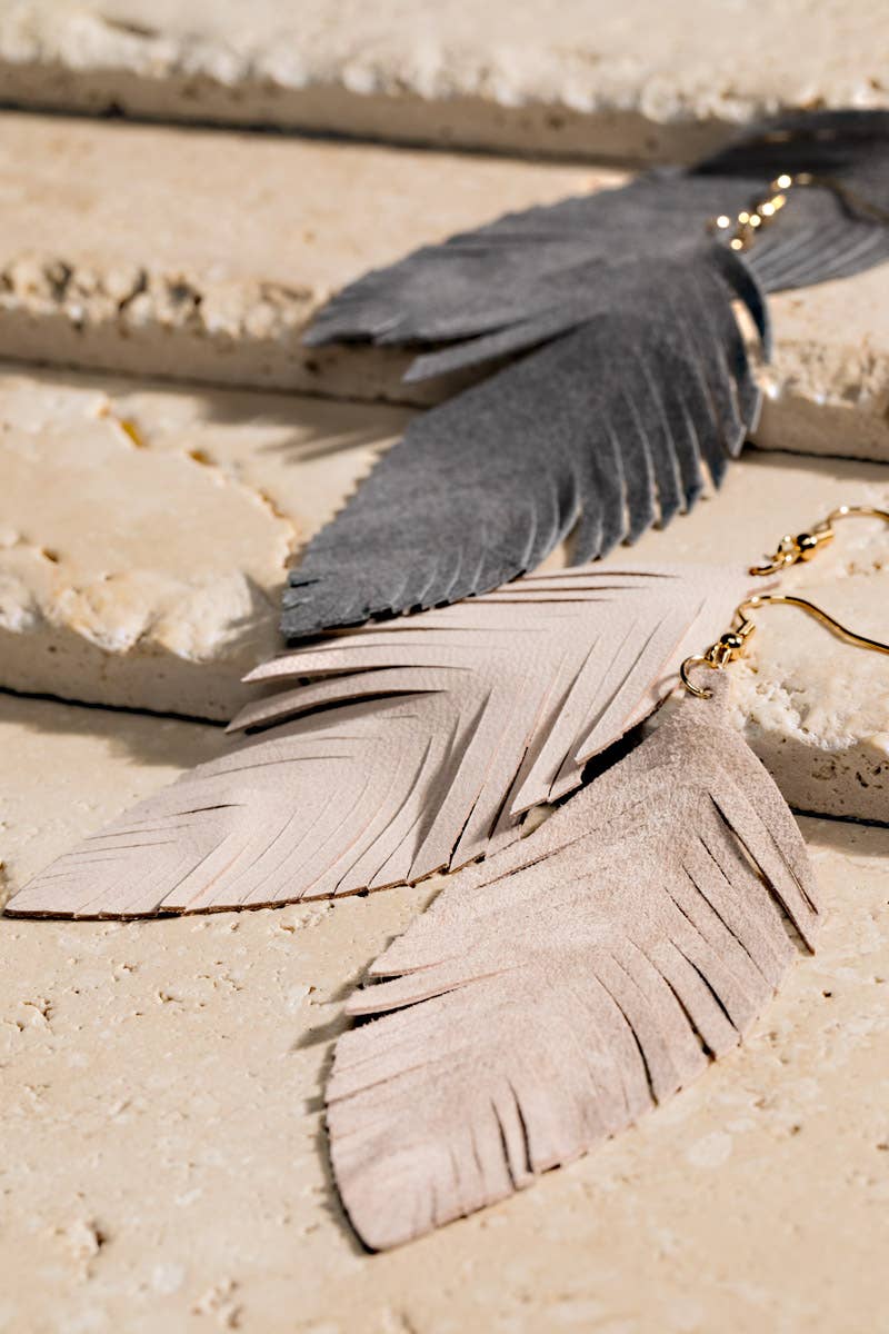 Fringe Feather Drop Earrings (Lightweight Statement | 3 Colors)