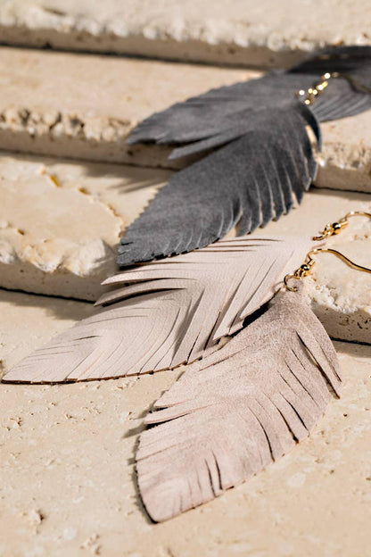Fringe Feather Drop Earrings (Lightweight Statement | 3 Colors)