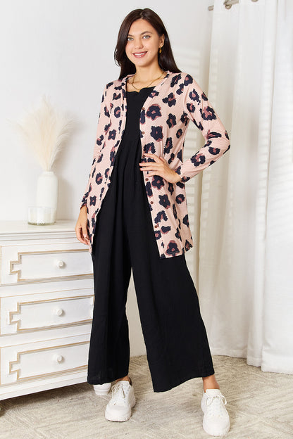 Blush Leopard Print Button-Front Cardigan – Effortless Chic