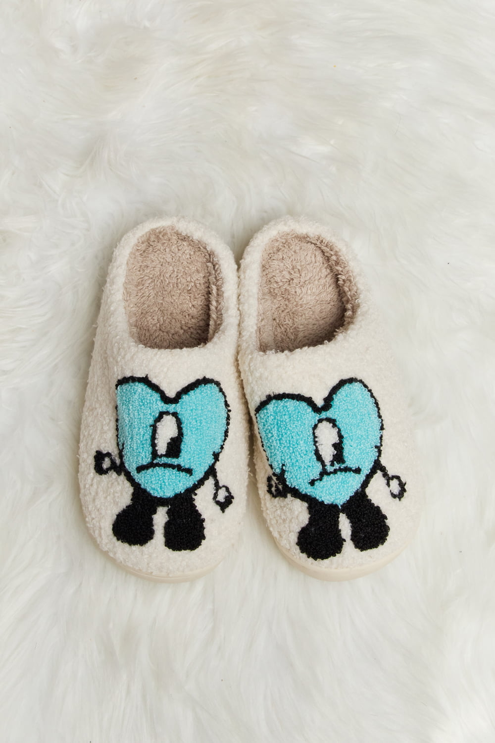 Fuzzy Heart Face Slippers – Cute & Cozy Lounge Vibes