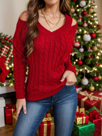 Cozy Red Cable-Knit Sweater