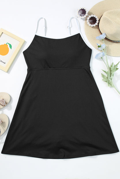 Black Spaghetti Strap Swim Dress – Sporty and Flattering Beachwear