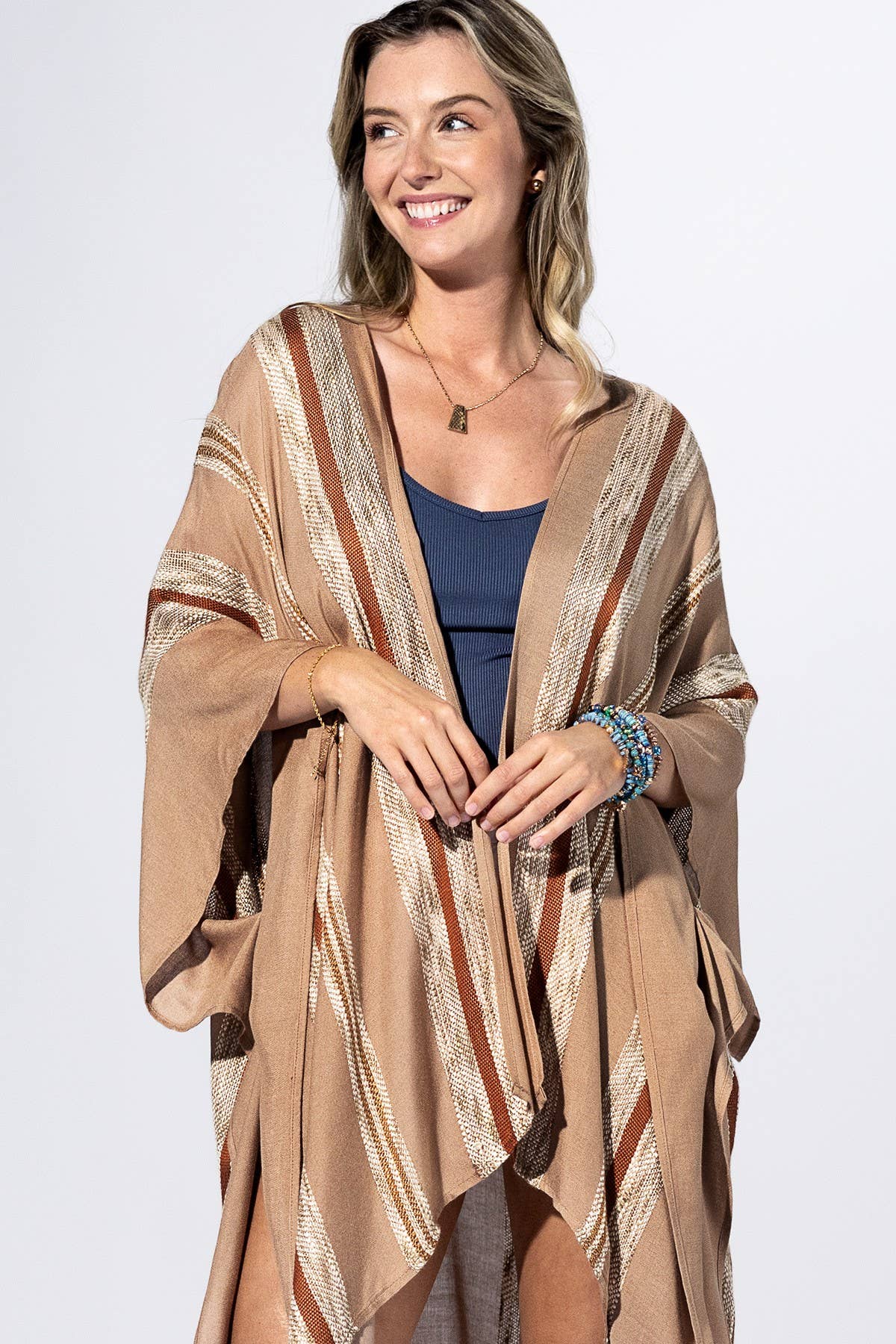 Desert Stripe Kimono Cardigan (Lightweight Boho Duster)