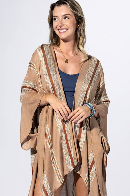 Desert Stripe Kimono Cardigan (Lightweight Boho Duster)