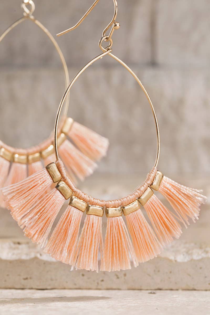 Tassel Hoop Drop Earrings (Boho Fringe Statement)
