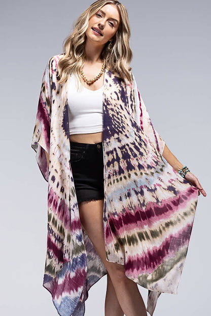 Tie-Dye Boho Kimono Duster (Lightweight Open-Front Cover-Up)