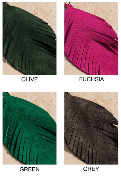 Fringe Feather Drop Earrings (Lightweight Statement | 3 Colors)