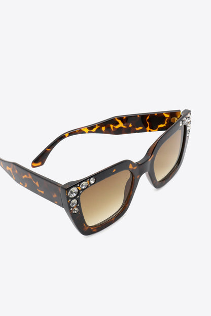 Glam Rhinestone Embellished Square Sunglasses