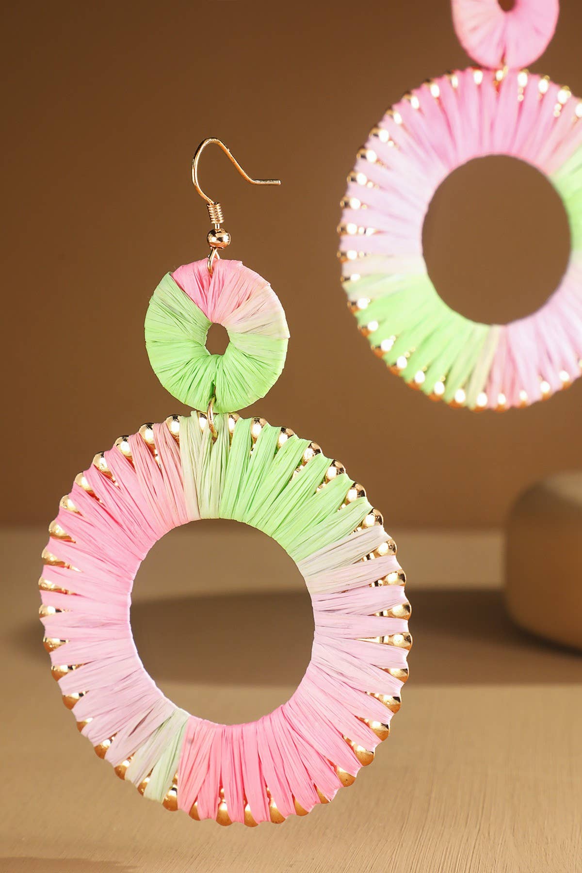 Wrapped Hoop Drop Earrings (Two-Tone Statement Dangles)