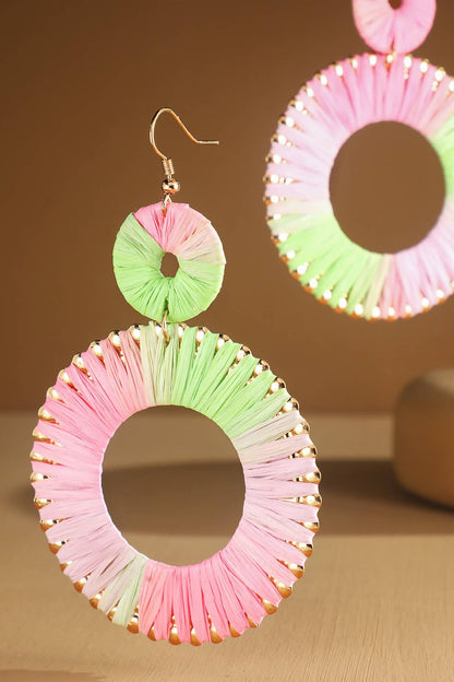 Wrapped Hoop Drop Earrings (Two-Tone Statement Dangles)