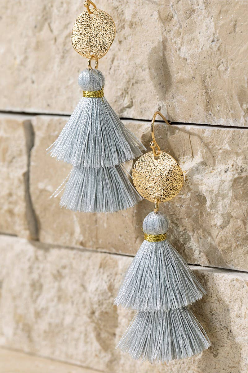 Tiered Tassel Drop Earrings (Gold Disc | 2 Colors)