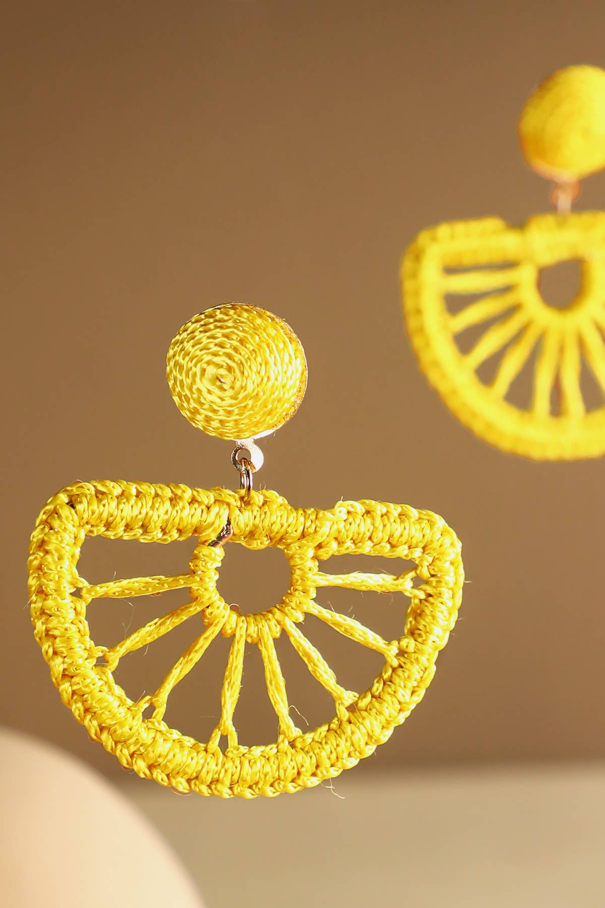 Woven Fan Drop Earrings (Boho Statement Dangles)