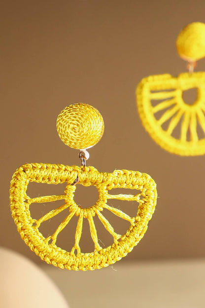 Woven Fan Drop Earrings (Boho Statement Dangles)