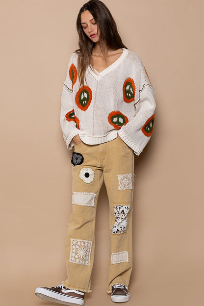 Cozy Retro Peace Sign Sweater