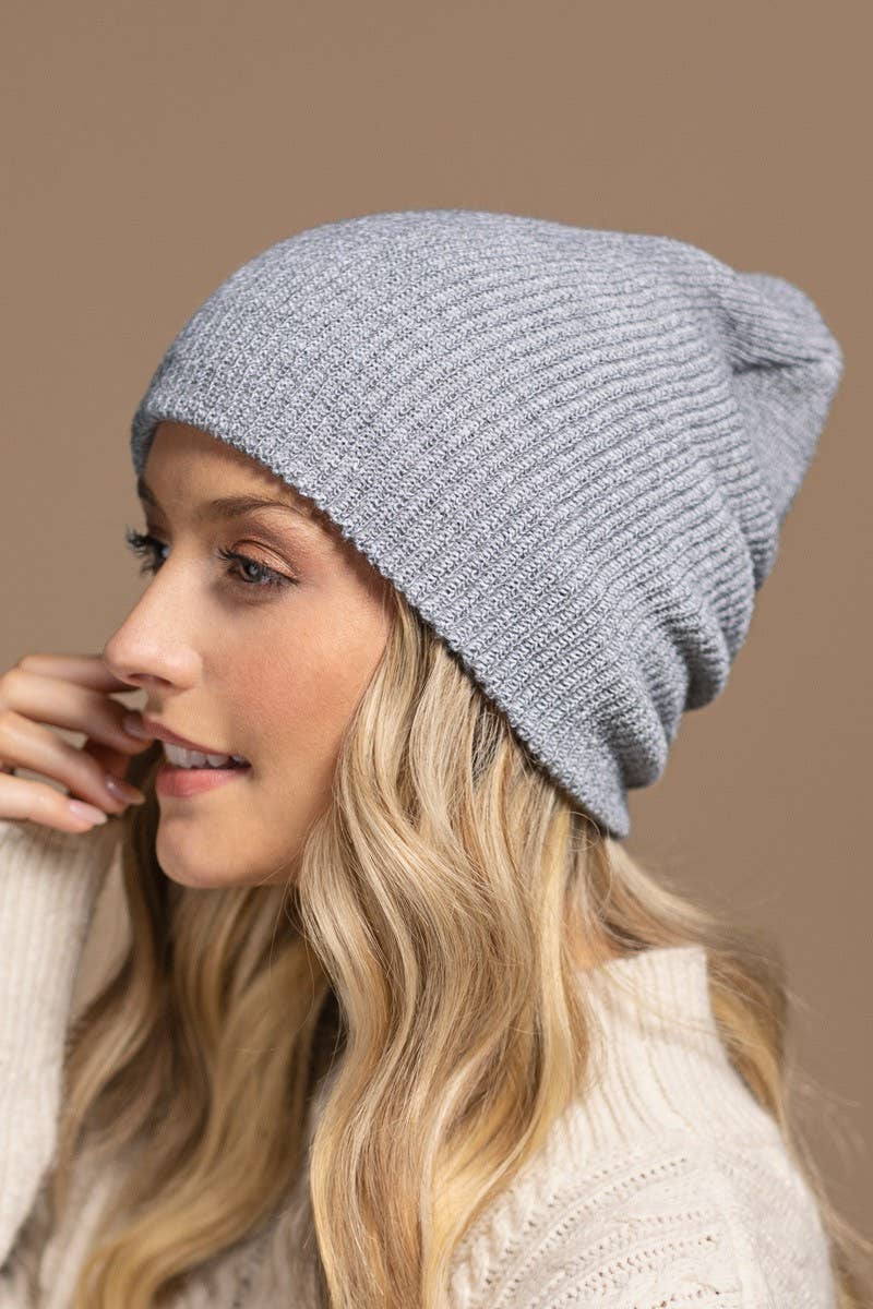 Slouchy Knit Beanie Hat (Soft Ribbed Winter Cap | 5 Colors)