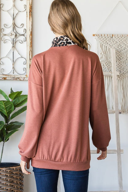 Leopard Chevron Quarter-Zip Pullover - Chic & Cozy