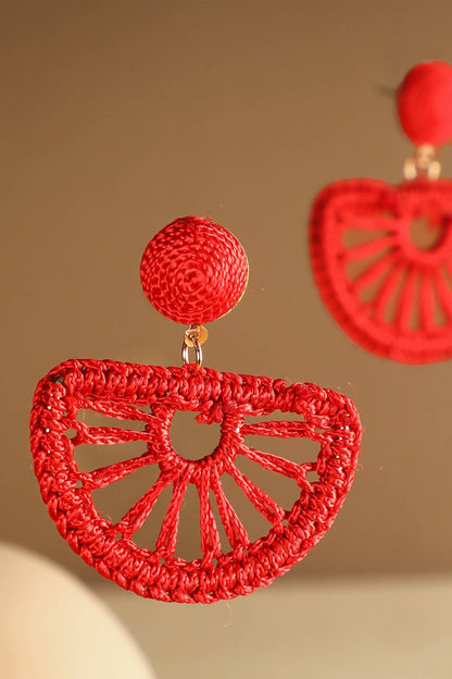 Woven Fan Drop Earrings (Boho Statement Dangles)