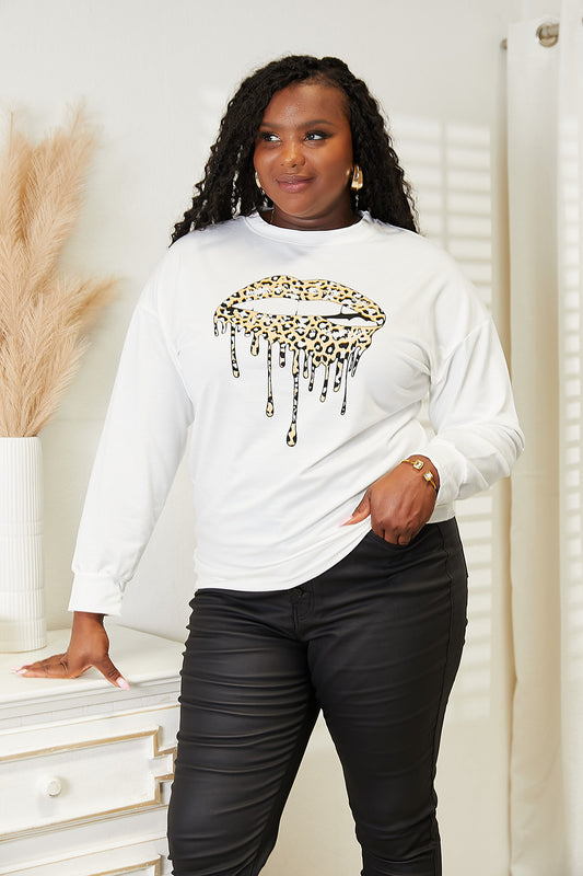 Fierce & Bold Leopard Drip Lips Long Sleeve Tee