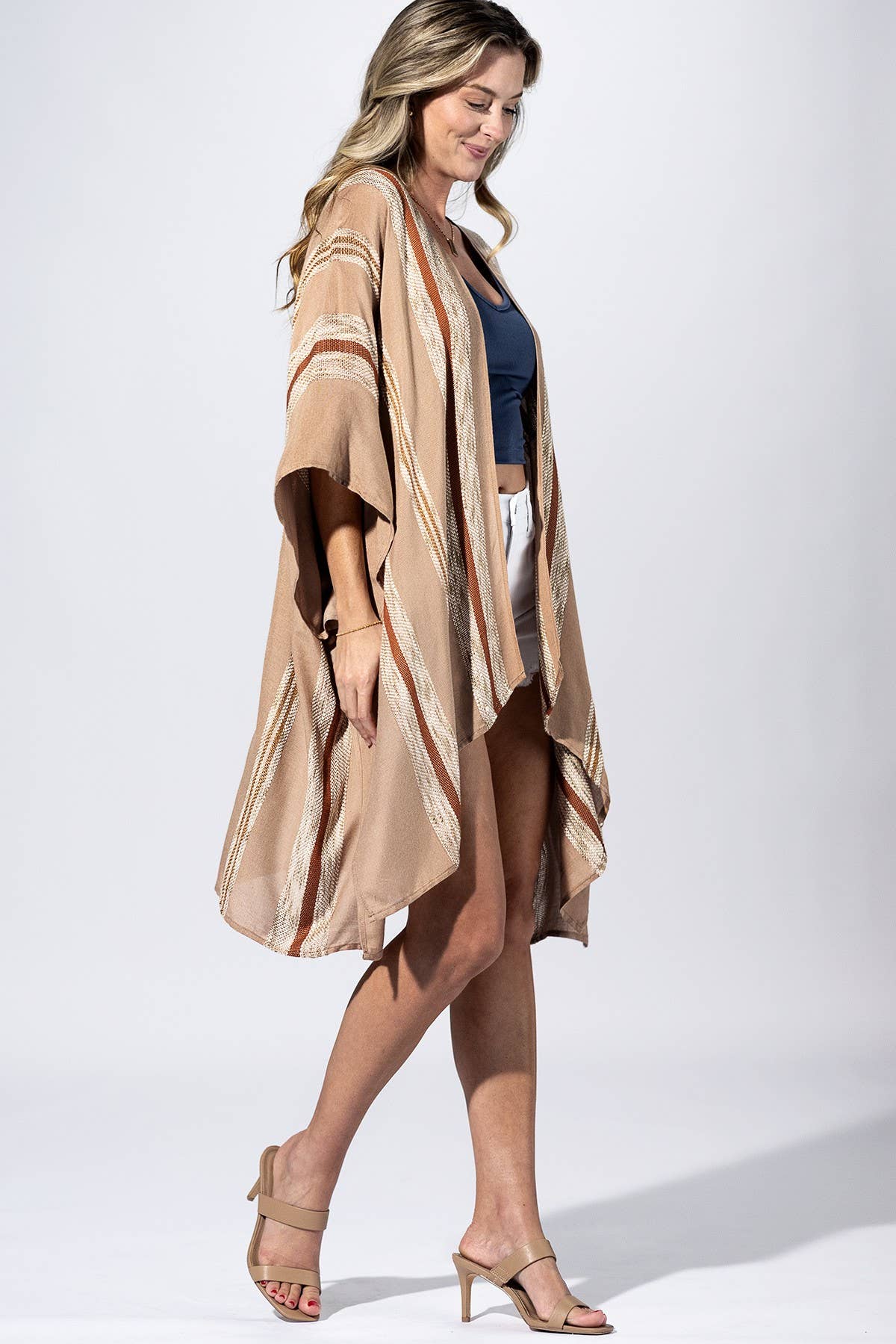 Desert Stripe Kimono Cardigan (Lightweight Boho Duster)