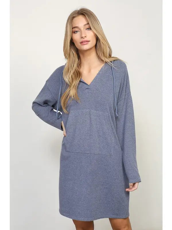 Hooded Sweatshirt Dress (Long Sleeve Pullover | Kangaroo Pocket)