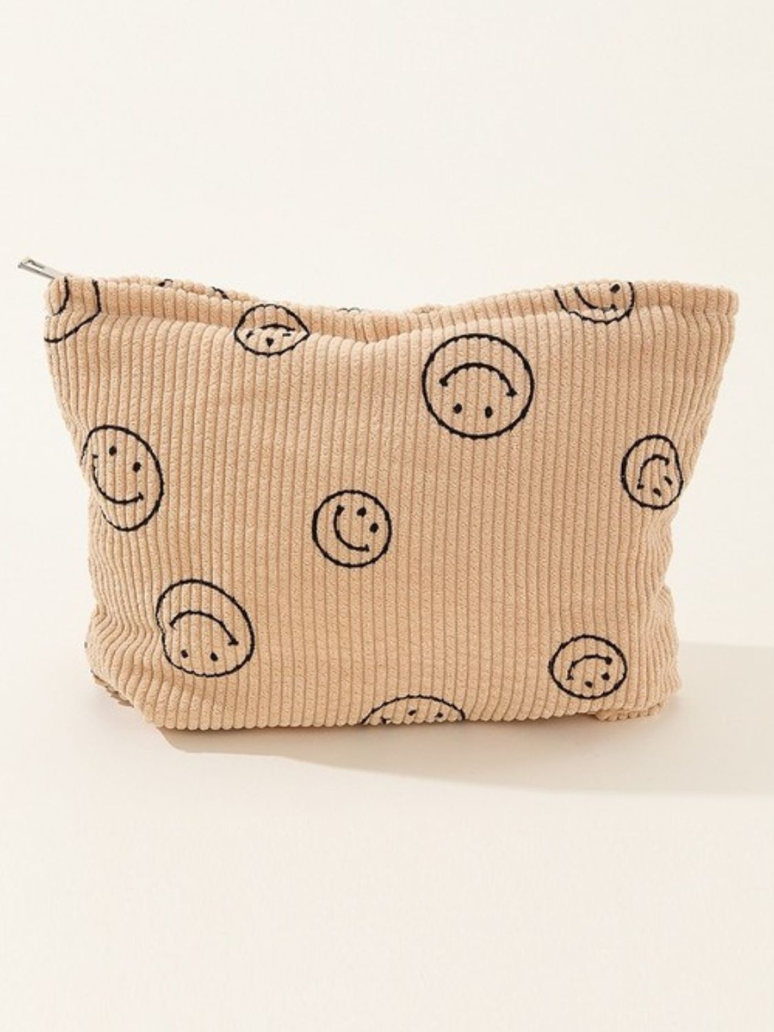 Smiley Corduroy Travel Pouch – Keep Your Essentials Happy & Organized