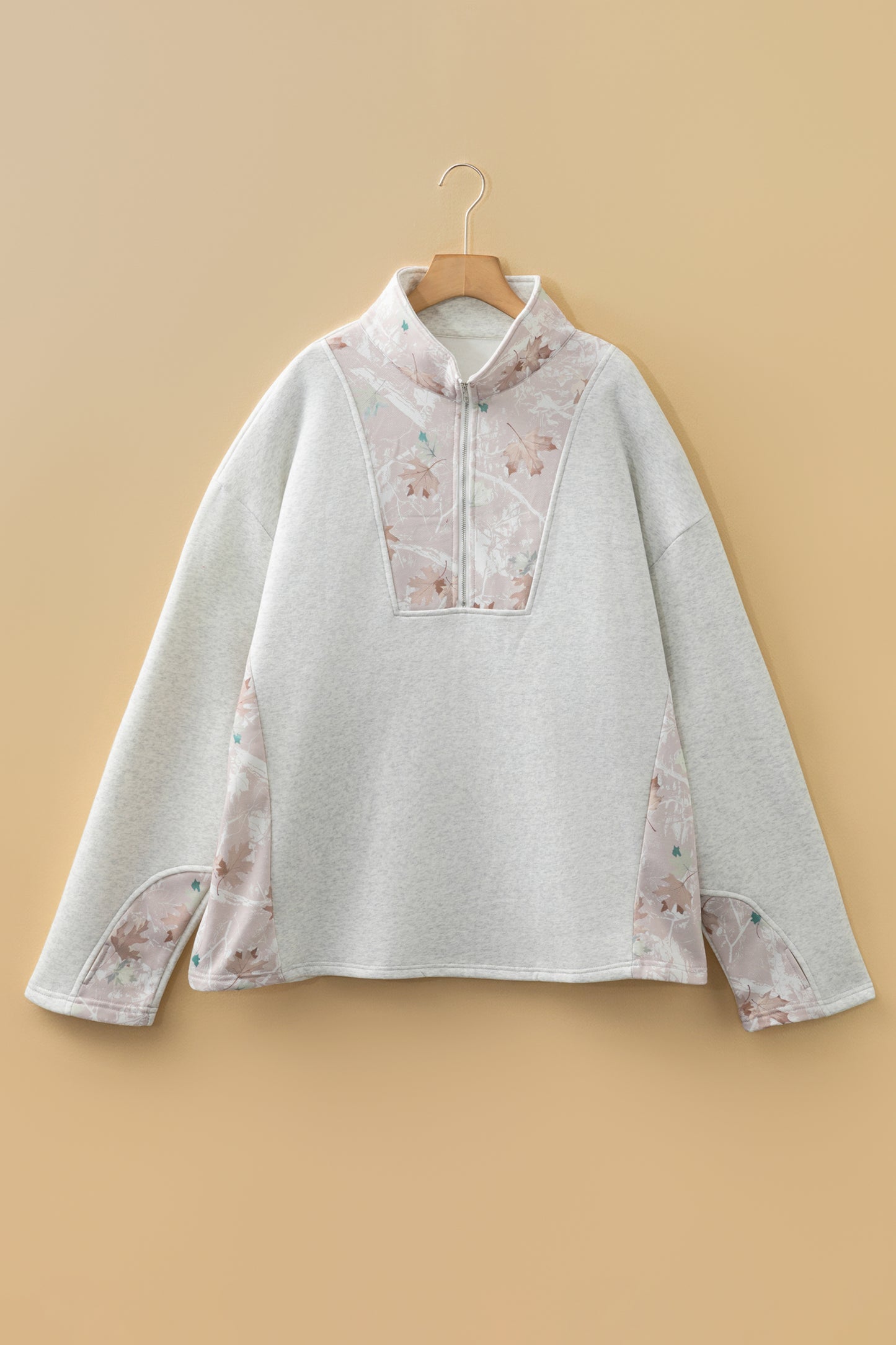 Plus Size Floral Mesh Quarter-Zip Pullover – Lightweight Casual Sweatshirt