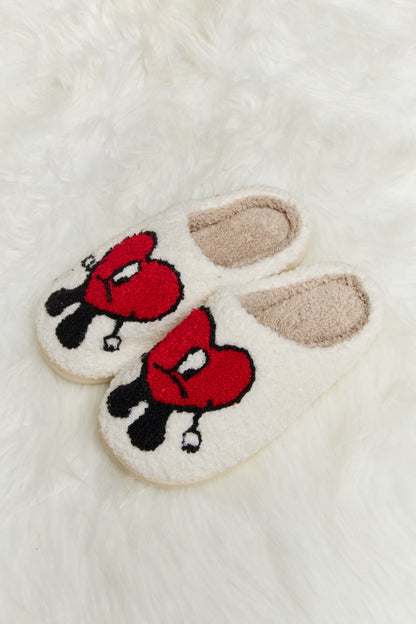 Fuzzy Heart Face Slippers – Cute & Cozy Lounge Vibes