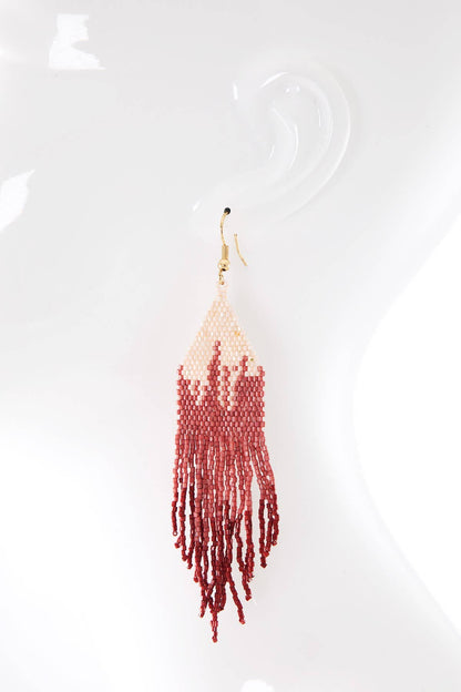 Ombre Beaded Fringe Earrings (Long Statement Dangles)