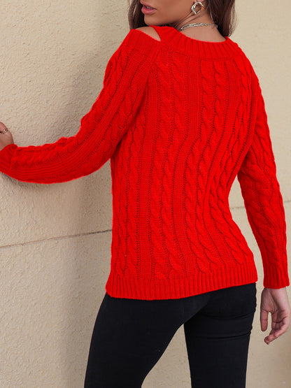 Cozy Red Cable-Knit Sweater