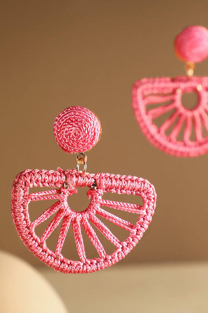 Woven Fan Drop Earrings (Boho Statement Dangles)
