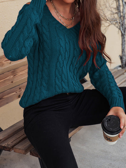 Cozy Red Cable-Knit Sweater