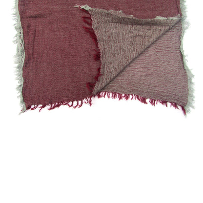 Two-Tone Fringe Scarf Wrap (Wine + Taupe)