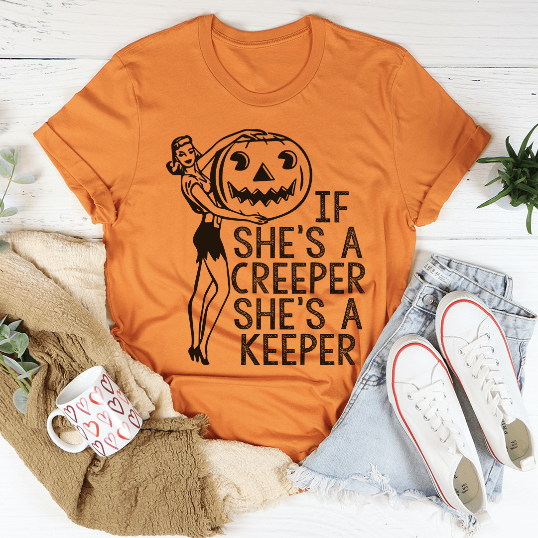 “If She’s a Creeper She’s a Keeper” Halloween Graphic Tee (Multiple Colors)