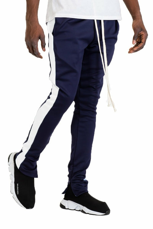 Men's Navy Track Pants with White Stripe – Modern Athletic Wear